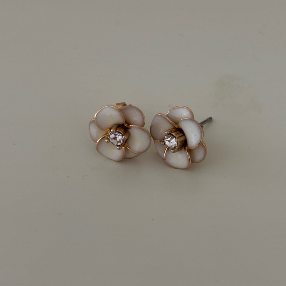 Kate Spade Elegant Gold and White Floral Earrings